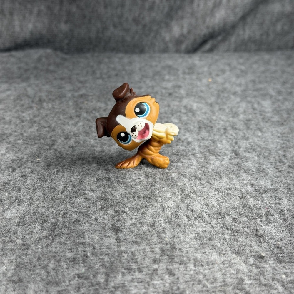 Hasbro Littlest Pet Shop Brown Collie‎ #237 Dog Figure 2007 LPS Toy Blue Eyes